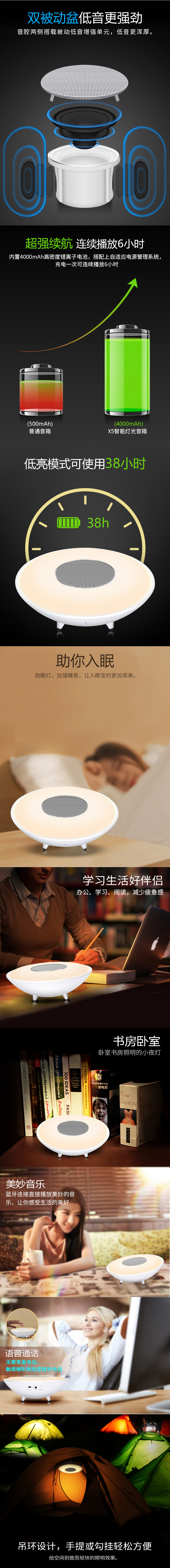 X5 home bluetooth speaker light