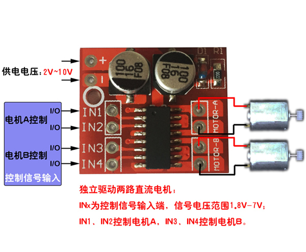双h桥步进电机 直流电机驱动模块 2路 正反转PWM调速 胜L298N